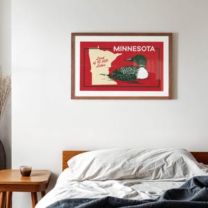 Minnesota Loon Print: Retro North Star State Poster Outdoors Wall Art image 3