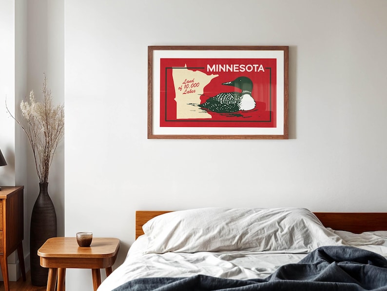 Minnesota Loon Print: Retro North Star State Poster Outdoors Wall Art image 3
