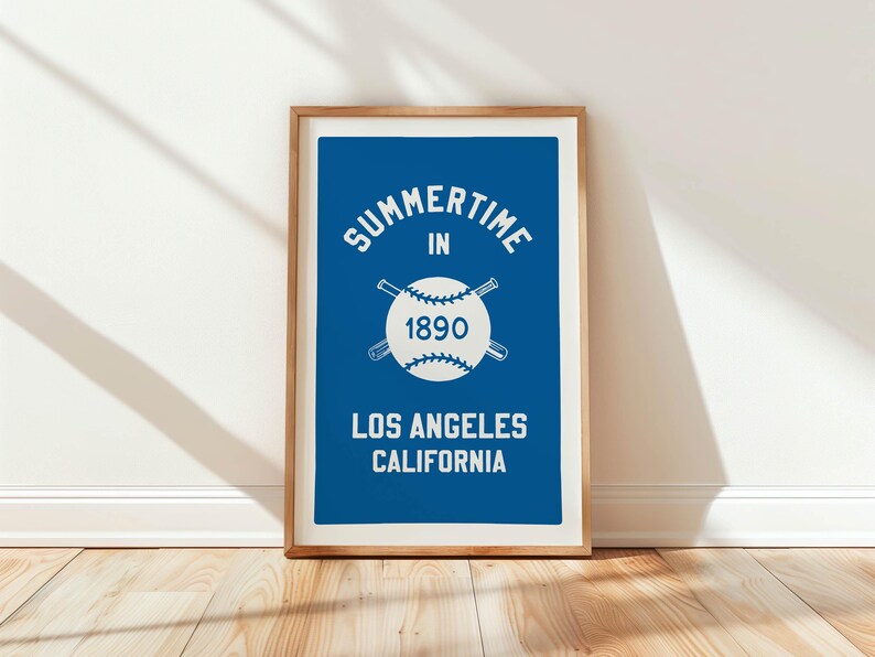 Retro Sports Team Print Los Angeles California Baseball Wall Art