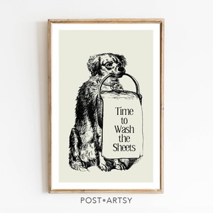 Waschraum Zeichen Wand-Dekor-Haushaltsraum-Druck Waschen Bettwäsche Poster Lustige Hund Wand hängen trockene Kleidung Wäsche Wand Kunst Geschenk für Zuhause