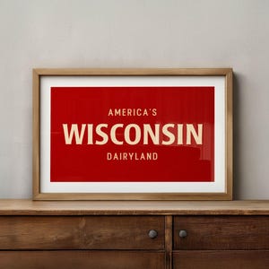 Retro Wisconsin Poster: America's Dairyland Print, State Travel Art image 3