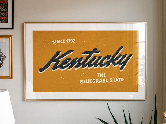 Retro Kentucky Art Print, Bluegrass State Poster