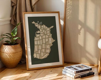 Retro United States Map Art Print, US Travel Decor (11x17) - Etsy