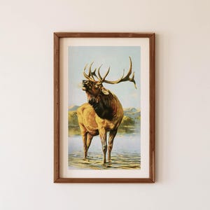 Old Buck Print Gift for Hunter Retro Deer Hunting Art Poster Hunting Wall Decor Deer Artwork Outdoorsy Wall Art Hunting Gift Dad