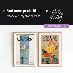May include: Two vintage magazine covers featuring floral illustrations. The left cover is for "The Home Garden" magazine, featuring a yellow daffodil flower. The right cover is for "Nature Magazine", featuring a bouquet of yellow and red roses.
