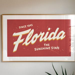 Retro Florida Art Print Sunshine State Florida Poster Florida Wall Art Retro United States Wall Decor Gift For Traveler Floridians