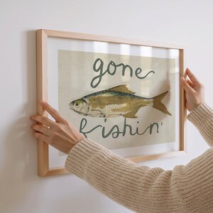Gone Fishin' Print: Retro Fish Poster, Outdoorsy Art, Cabin Wall Decor image 4