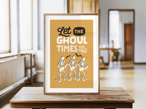 Retro Halloween Print Fun Skeleton Poster Kitchen Wall Art Halloween Art Home Decor Festive Kitchen Decor Halloween Party Gift for Friend