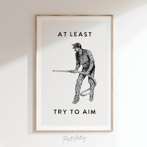 Retro Lustig Badezimmer Druck Lustiges Badezimmer Wand Kunst Badezimmer Plakat Versuchen Sie, zu zielen, Badezimmer Toilette Humor Zeichen Familie Geschenk