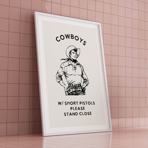 Cowboy Bathroom Print Funny Bathroom Wall Art Bathroom Poster Western ...