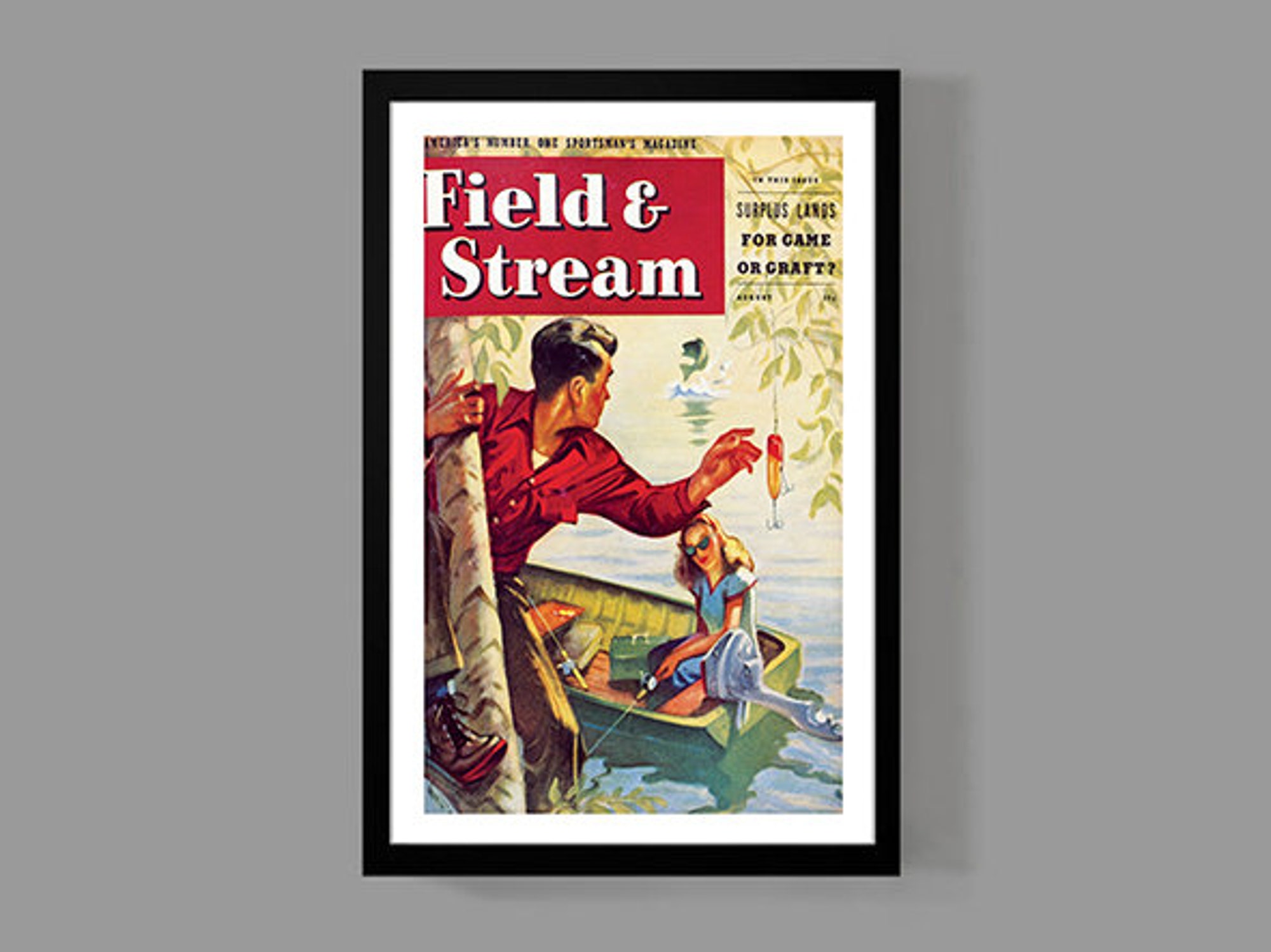 Vintage Fishing Poster - Field and Stream Print - Outdoors Art, Sportsman