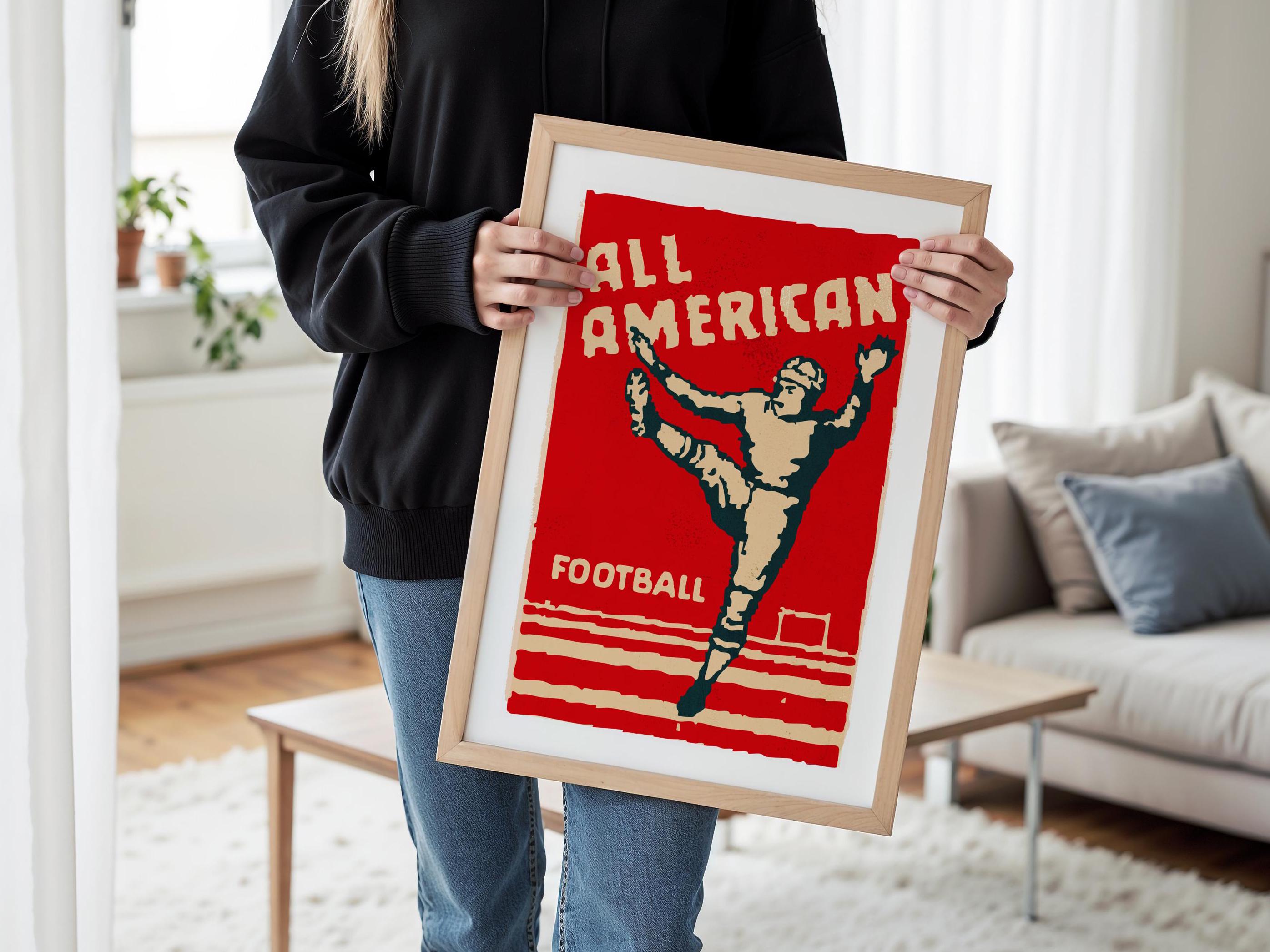 Retro Football Art American Football Print Vintage Football Poster ...