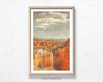 Vintage Bryce Canyon National Park Poster, Travel Wall Art