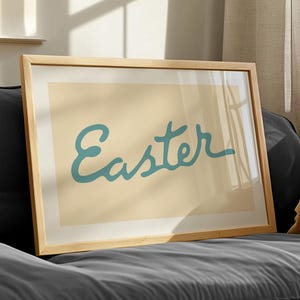 Retro påskkonsttryck Set med 2 retro skrift + kaninposters Påskväggkonst Festlig köksdekoration Julklapp till hemmet Script Print