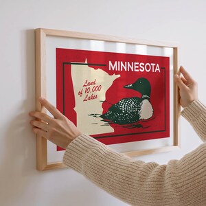 Minnesota Loon Print: Retro North Star State Poster Outdoors Wall Art image 4
