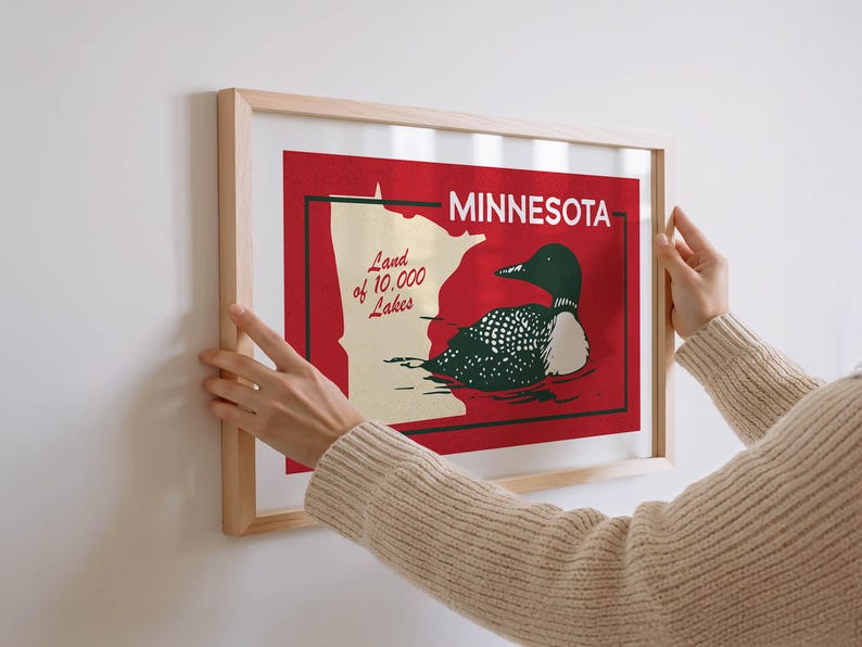 Minnesota Loon Print: Retro North Star State Poster Outdoors Wall Art image 4