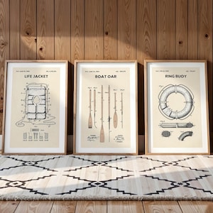 Láminas retro de casas de lago, arte al aire libre, pósteres con diseño de barco, juego de 3 láminas de pared con temática de naturaleza, decoración de oficina, arte mural de naturaleza, regalo de pesca para papá