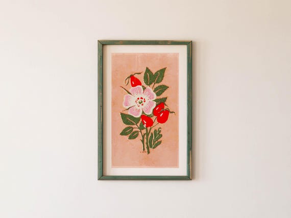 Retro Flower Art Print Retro Pink Flower Poster Kitchen Wall Art Fun Pink Kitchen Decor Flower Wall Decor Gift for Home