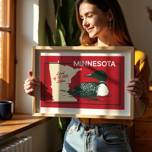Minnesota Loon Print: Retro North Star State Poster Outdoors Wall Art image 2