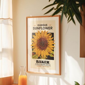 Farmhouse Sunflower Print Retro Kansas Sunflower Poster Kitchen Decor image 5