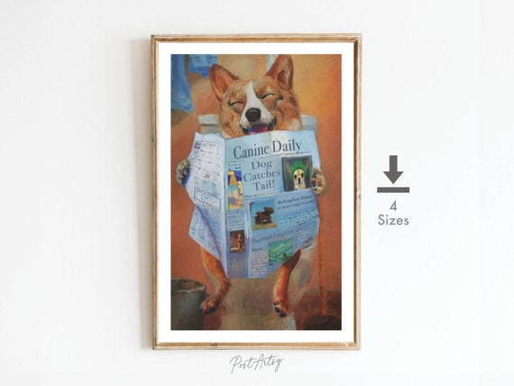 Funny Dog Bathroom Art, Toilet Humor Oil Painting (Digital Download)