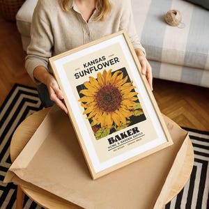 Farmhouse Sunflower Print Retro Kansas Sunflower Poster Kitchen Decor image 2
