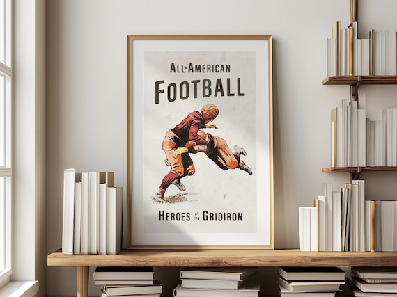 Retro Football Print American Football Art Poster Sports Wall Art Home Sports Decor Vintage Football Gift for Football Lover