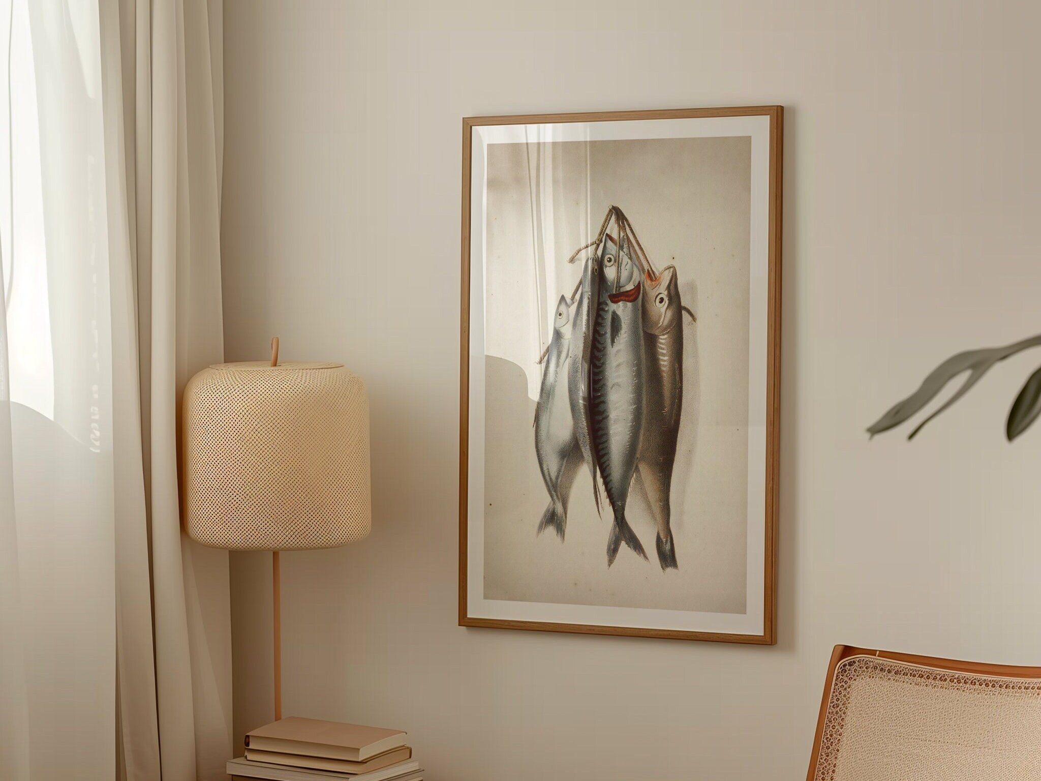 素朴なフライフィッシングプリント 釣りポスター2枚セット