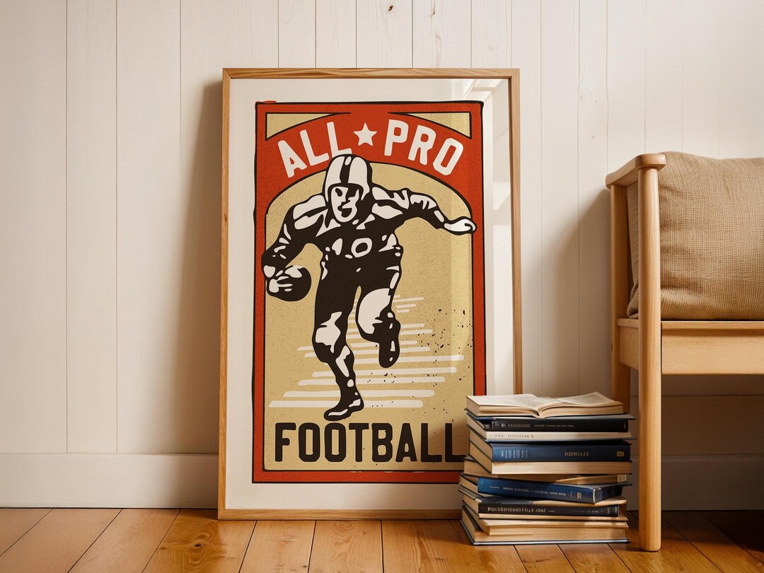 Retro Football Art Print All Pro Football Poster Sports Wall Art Home ...