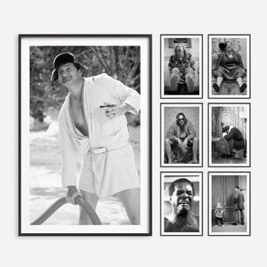 Funny Bathroom Wall Art Vertical Black + White Bathroom Bundle 7 Movie Poster Prints Digital Oil Painting Funny Gift