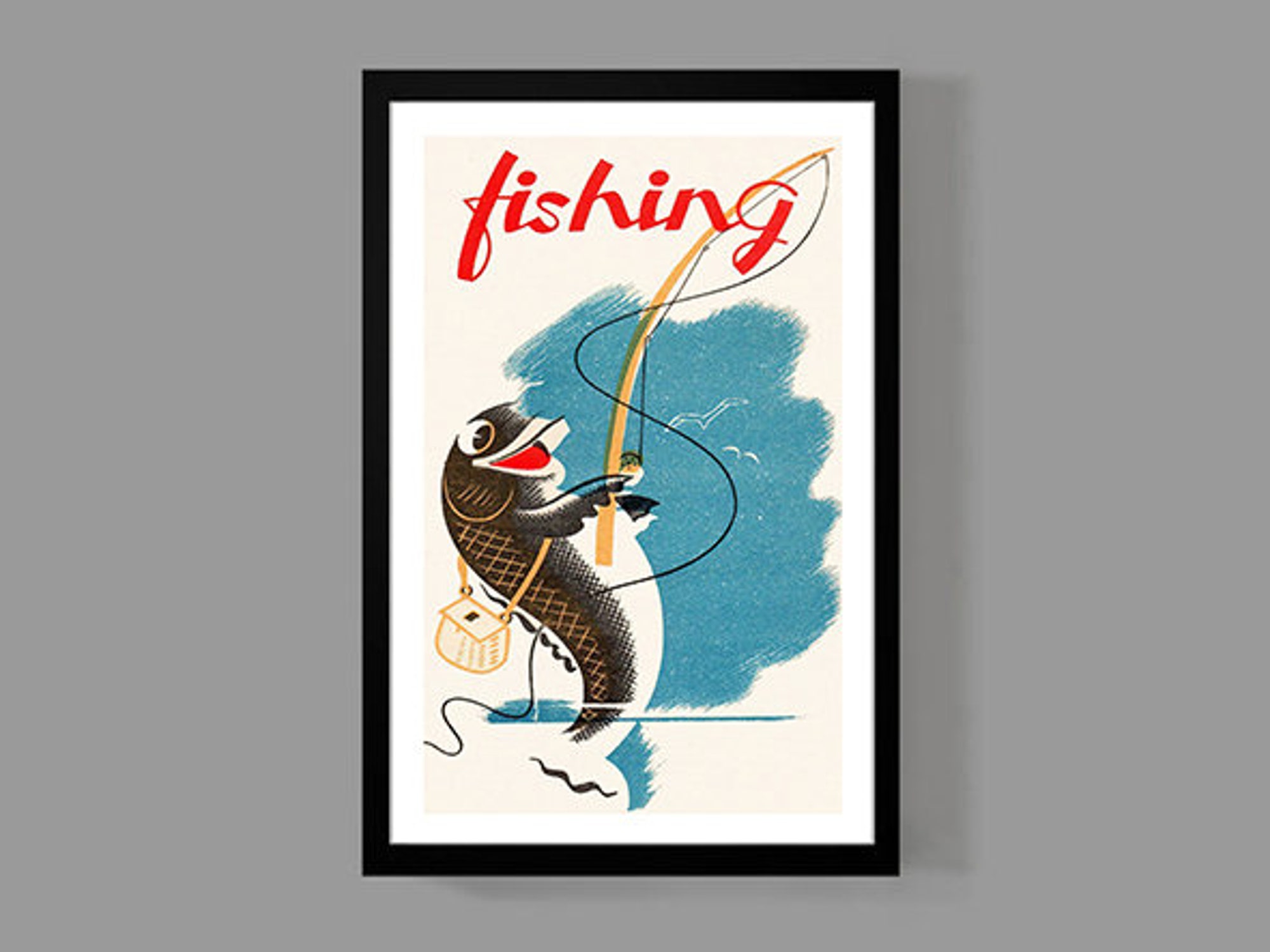 Discover Fun Vintage Fishing Poster - Fun Retro Fishing Print - Travel Poster