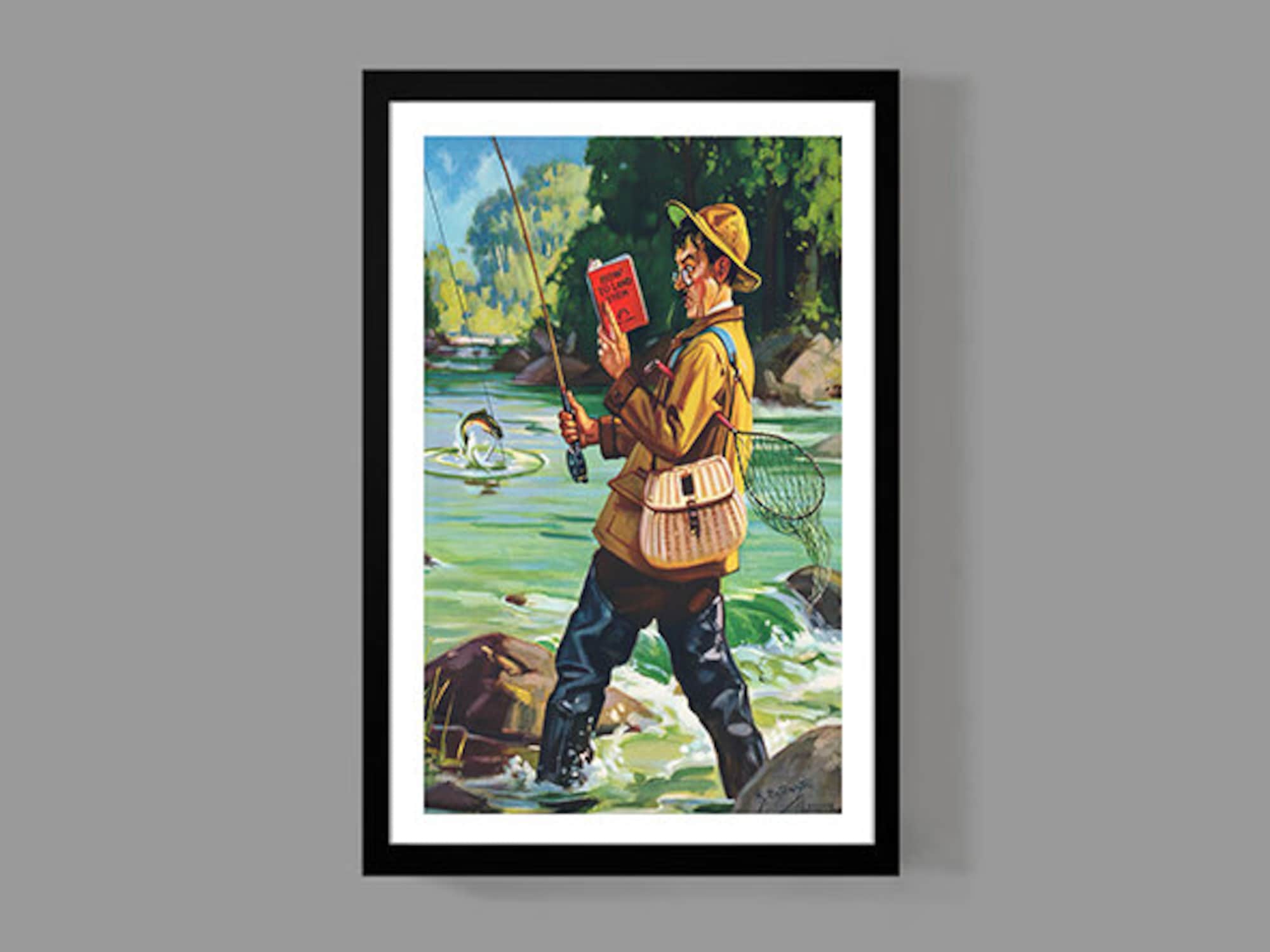 Funny Vintage Fishing Poster - Funny Retro Fishing Print - Travel Poster, Sports