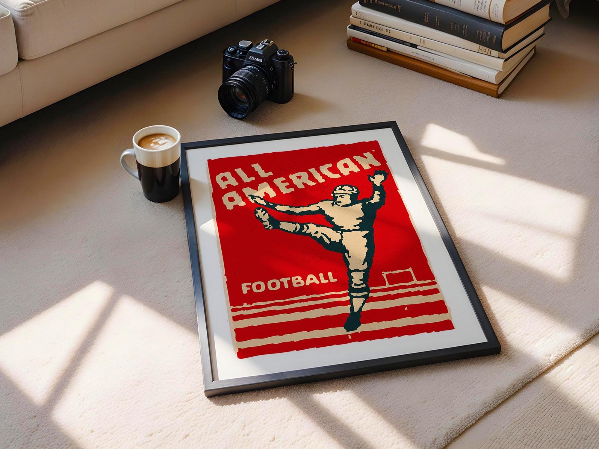 Retro Football Art American Football Print Vintage Football Poster ...