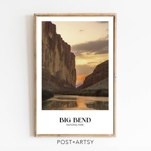 Cartel rústico del Parque Nacional Big Bend / Impresión de viajes campestres / Arte moderno de mediados de siglo / Decoración minimalista / Arte de pared de estilo vintage / Regalo