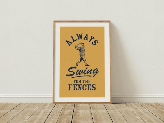 Retro Baseball Print: Sports Wall Art for Kids Room