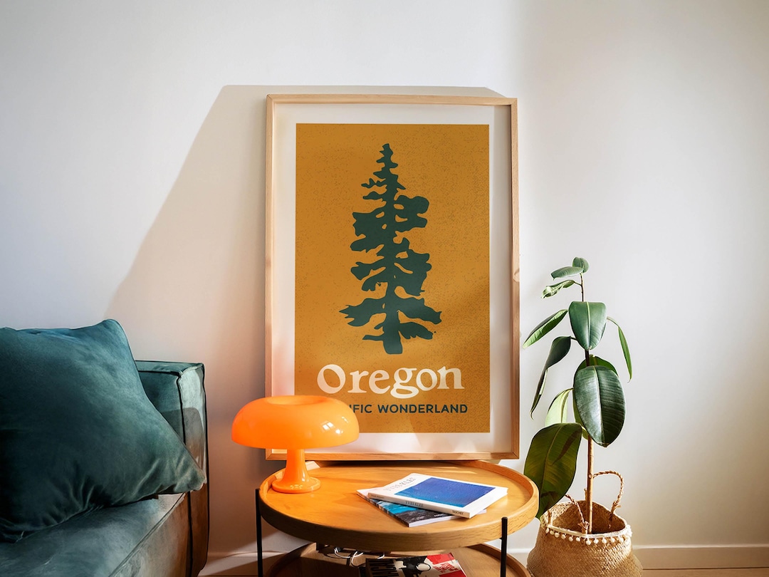 Oregon Court Tree Pattern Retro Oregon Tree Art Print, Vintage Travel Poster - Etsy