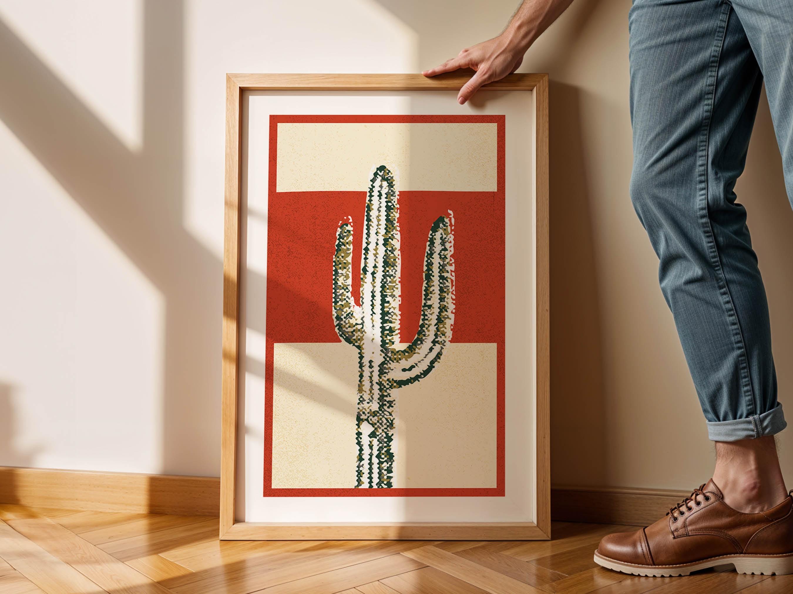 Retro Mexico Travel Prints Set of 2 Mexico Art Bird + Cactus Posters Colorful Mexican Artwork Gift for Traveler Outdoorsy Wall Art