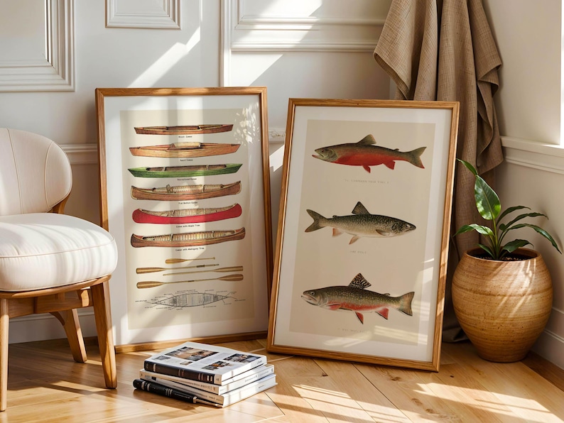 Retro Fiskekonsttryck: Väggdekorationer för utomhusbruk, set om 3 bild 4