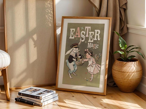Retro Easter Art Print, Holiday Magic Kitchen Wall Decor