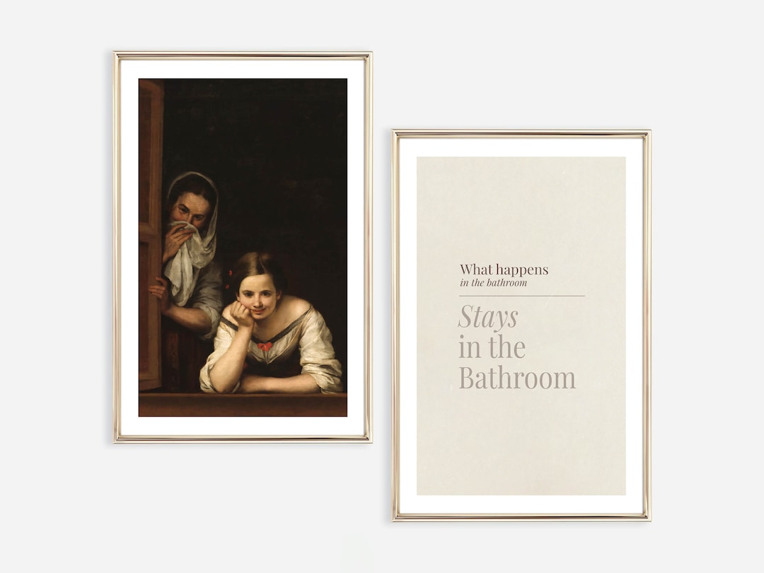 Woman's Bathroom Wall Art Two Ladies Bathroom Set of 2 Funny Bathroom