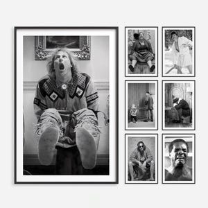 Funny Bathroom Movie Poster Prints: Black & White Vertical Set