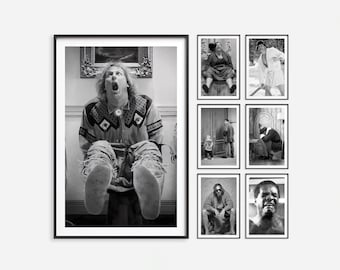 Funny Bathroom Movie Poster Prints: Black & White Vertical Set