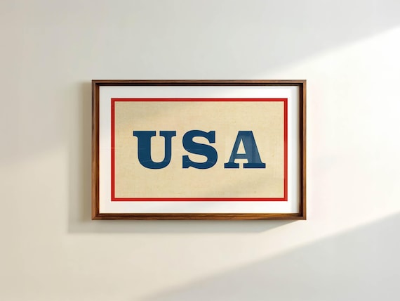 Rustic USA Print: United States Art, Retro Patriotic Decor, Americana