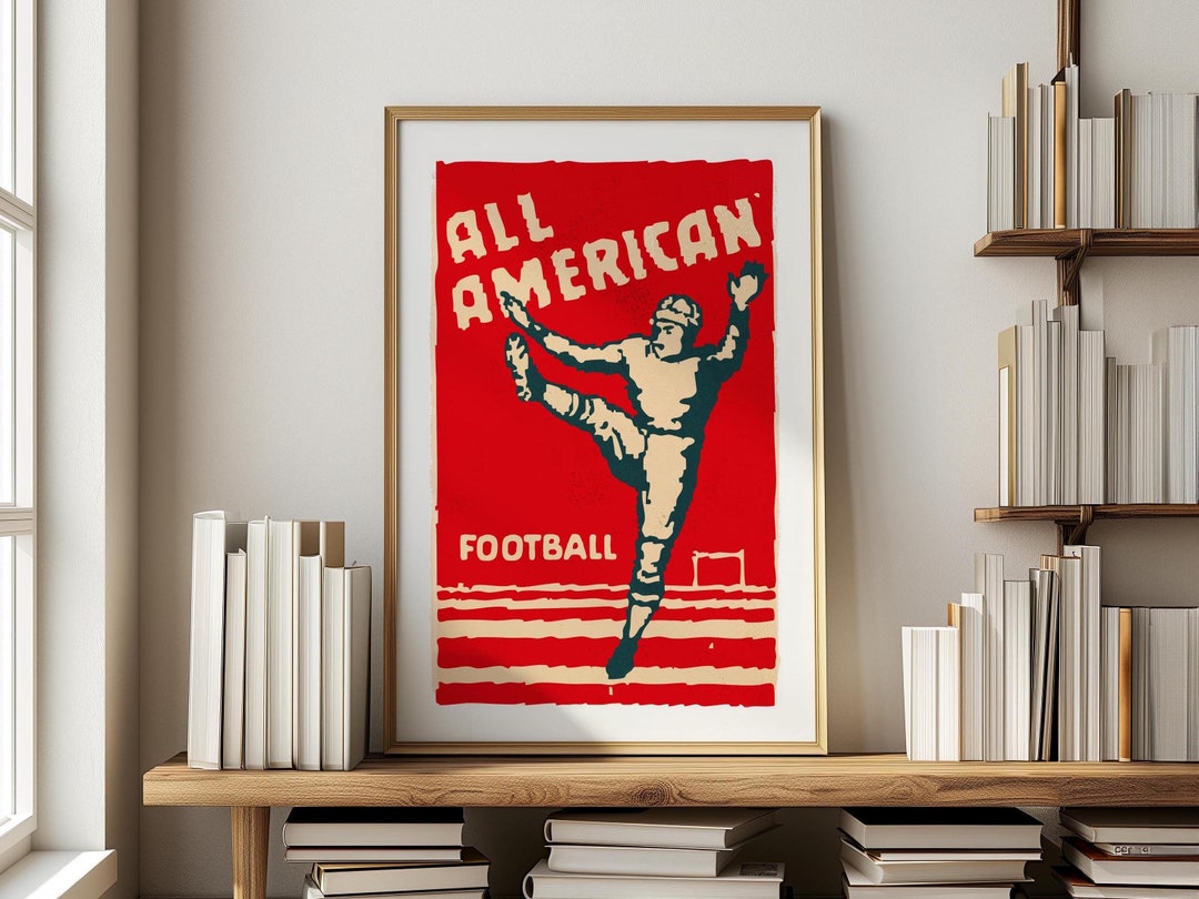 Retro Football Art American Football Print Vintage Football Poster ...
