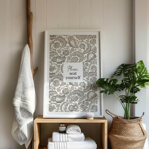 Seat Yourself Bathroom Art Print Bathroom Wall Decor Guest Bathroom ...