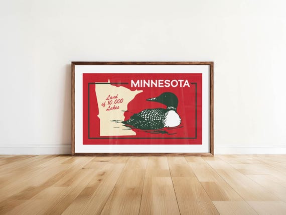 Minnesota Loon Print: Retro North Star State Poster Outdoors Wall Art
