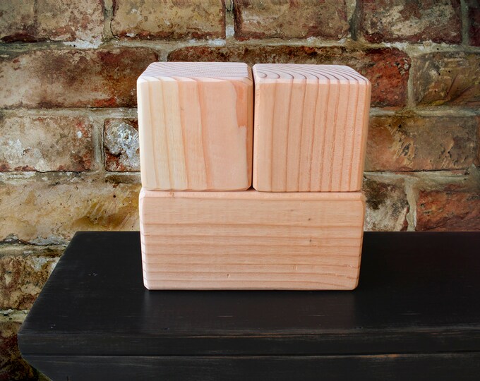Unfinished 4x4 Wood Blocks Unfinished Wood Block Trio DIY Etsy
