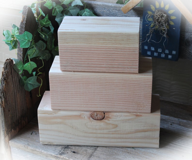 Unfinished 4x4 Wood Blocks Unfinished Wood Block Trio DIY Etsy