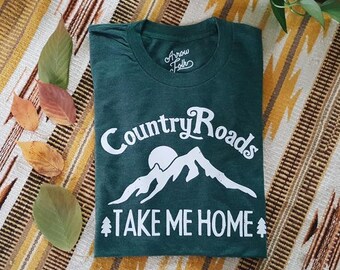 Country Roads Tee - Ready to Ship - graphic tee, country and western, unisex tee