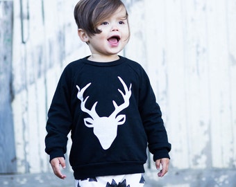 Buck kids pullover sweatshirt, kids holiday shirt, deer shirt, kids Christmas gift, Christmas sweater